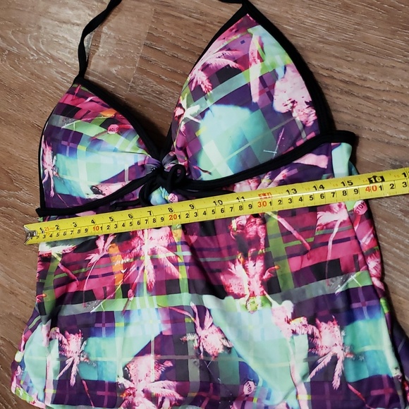 (XL) Op Ocean Pacific Tankini Top Swimwear Colorful Palm Print Vacation Beach - Picture 7 of 8